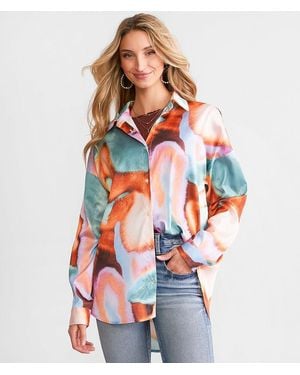 Acoa Marble Satin Oversized Blouse - White
