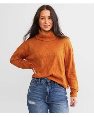 Daytrip Turtleneck Chevron Top - Orange
