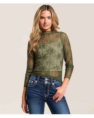 Willow & Root Floral Lace Top - Green