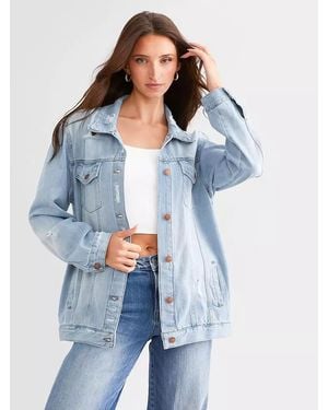 Risen Destructed Denim Jacket - Blue