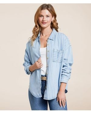 Blu Pepper Striped Chambray Shirt - Blue