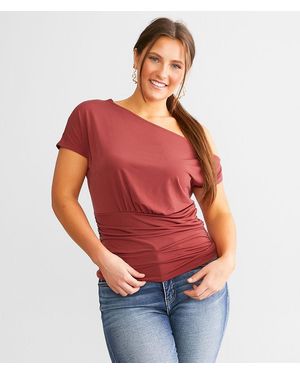 Daytrip Asymmetrical Off The Shoulder Top - Red