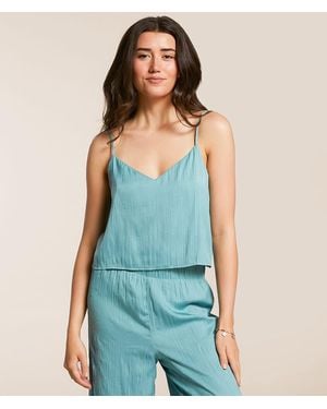 Z Supply Fiore Crinkle Satin Cropped Tank Top - Blue