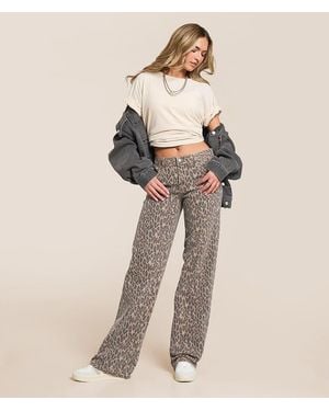 Hidden Jeans Blake Dad Cheetah Rhinestone Stretch Jean - Natural
