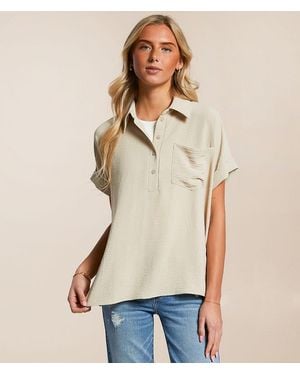 Daytrip Collared Henley Blouse - Natural
