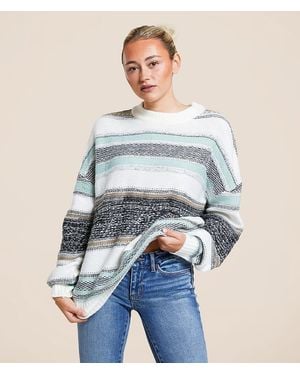 Gilded Intent Mixed Print Striped Sweater - Blue