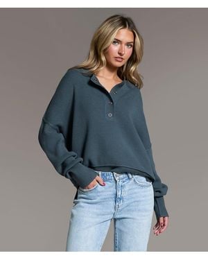BKE Snap Henley Sweater - Blue