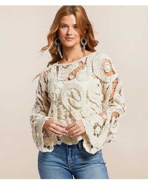 Willow & Root Open Weave Scalloped Sweater - Natural