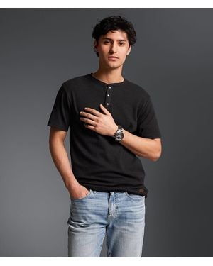 Outpost Makers Textured Snap Henley - Black