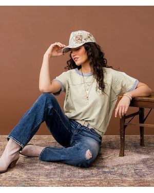 Gimmicks Embroidered Crochet T-Shirt - Blue