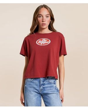 Bioworld Dr. Pepper Cropped T-Shirt - Red