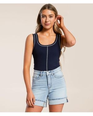 Blu Pepper Contrast Stitch Tank Top - Blue