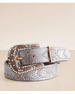 BKE Chevron Glitz Leather Belt - White