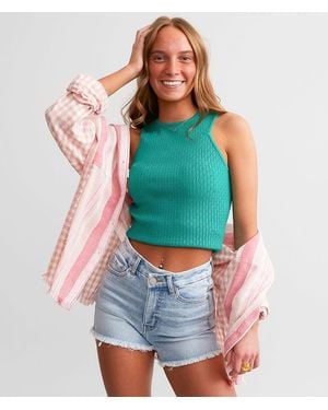 FITZ + EDDI Pointelle Knit Tank Top - Green