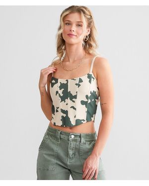 Willow & Root Camo Cow Print Cropped Tube Top - Green