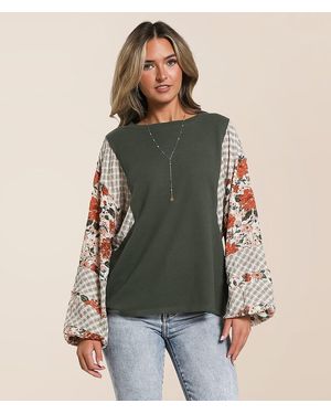 Daytrip Pieced Floral Top - Green