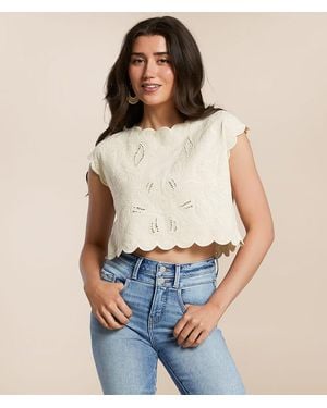 Blu Pepper Embroidered Linen Tank Top - Blue