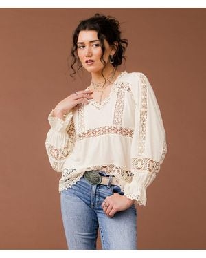 Gimmicks Pieced Crochet Top - Blue