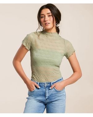 Willow & Root Floral Mesh Top - Green
