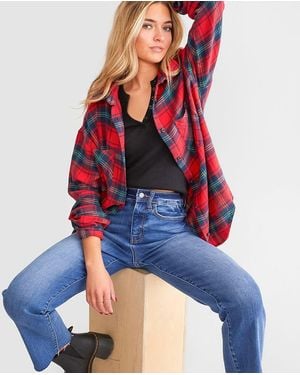 BKE Flannel Boyfriend Shirt - Blue