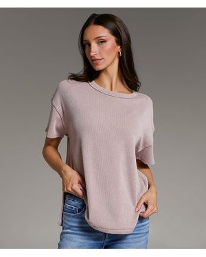 BKE Ribbed Knit Top - Gray