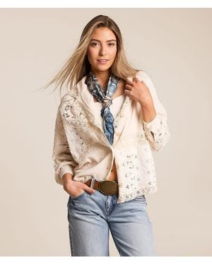 Miss Me Pieced Crochet Shirt - Natural