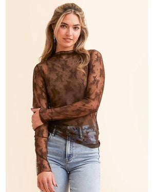 Willow & Root Floral Mesh Top - Brown