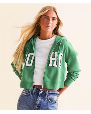 FITZ + EDDI Soho Zip Front Cropped Hoodie - Green