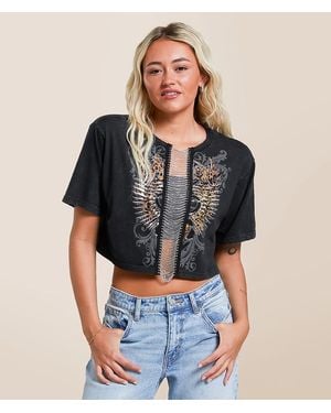Affliction Lita Creek Cropped T-Shirt - Black