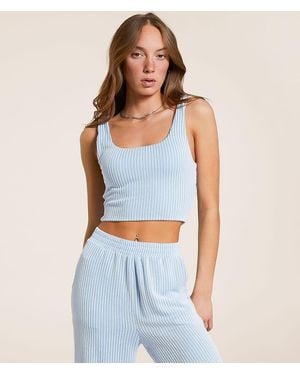 Willow & Root Rib Knit Cropped Tank Top - Blue