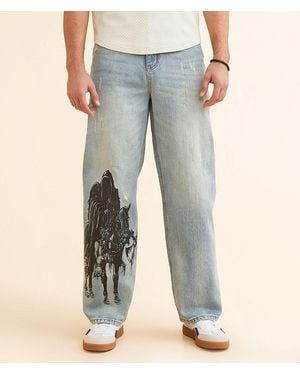 Affliction Wide Leg Binded Orion Jean - Blue