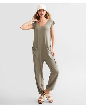 BKE Brushed Knit Jumpsuit - Green