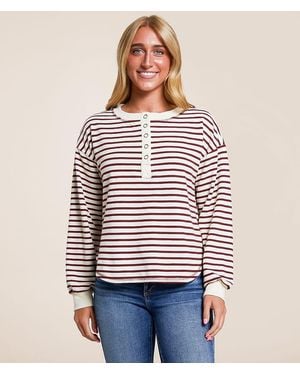 Blu Pepper Striped Henley - Red