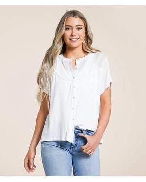 Daytrip Raw Edge Textured Blouse - White