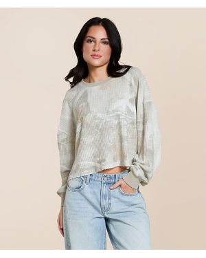 Gilded Intent Camo Waffle Cropped Thermal - Blue