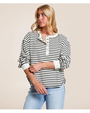 Blu Pepper Striped Henley - Blue