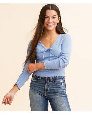 FITZ + EDDI Textured Front Tie Top - Blue