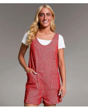 BKE Striped Romper - Red