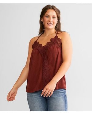 Daytrip Crochet Lace Trim Tank Top - Orange