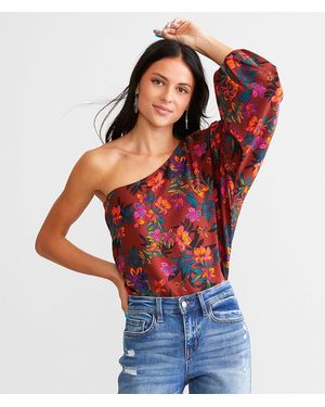 Willow & Root Floral One Shoulder Top - Red