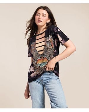 Affliction Chromium Heart Dagger T-Shirt - Blue