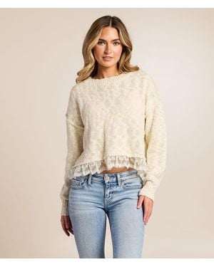 Willow & Root Lace Trim Sweater - Blue