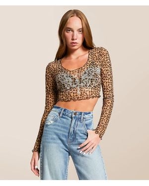 Affliction Winged Up Cropped Top - Blue