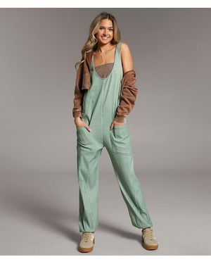 BKE Striped Overall Jumpsuit - Green