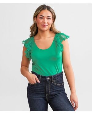 Daytrip Ruffle Strap Tank Top - Green