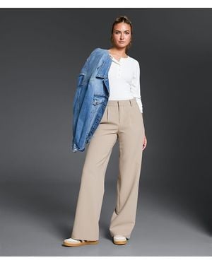 Buckle Black High Rise Wide Leg Trouser Stretch Pant - Blue