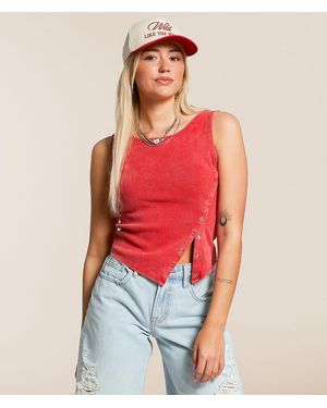 Gilded Intent Asymmetrical Tank Top - Red
