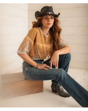 Sterling & Stitch Rhinestone Fringe Top - Blue