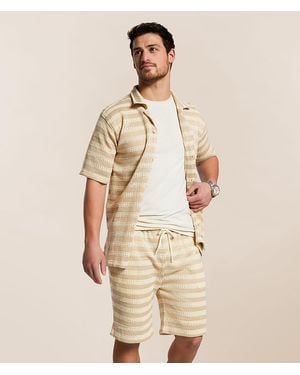 Fried Waters Crochet Striped Shirt - Natural
