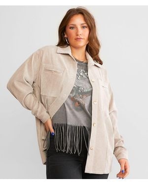 BKE Oversized Corduroy Shacket - Natural